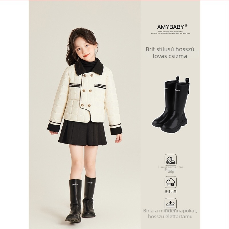 AMYBABY Knight Boots, brit stílusú, lányoknak 4-6 éveseknek, EVA talp