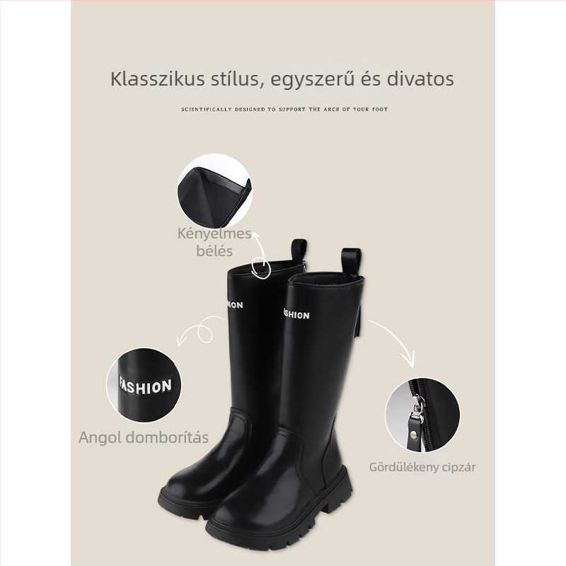 AMYBABY Knight Boots, brit stílusú, lányoknak 4-6 éveseknek, EVA talp