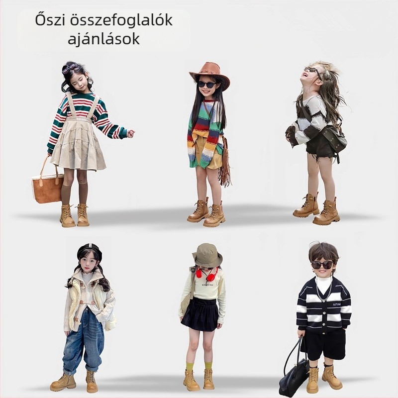 Gyerekeknek szóló Martin csizma, PU felsőrész, gumírozott talp, alacsony szár, oldalsó cipzár, EVA talpbetét