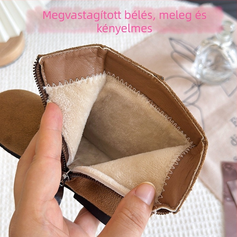 Gyerekek rövid bakancs, uniszex, tehén velúr felsőrész, TPR talp, oldalsó cipzár