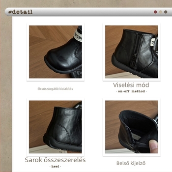 Gyerek pilóta bakancs oldalsó cipzárral, retró brit stílus, mikroszálas bőr felső rész, gumitalp