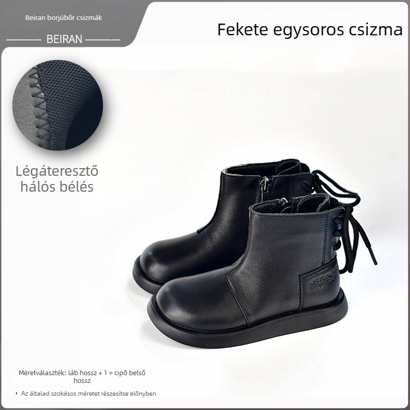 Gyerekeknek készült Martin bakancs természetes bőrből, hercegnő stílus, fleece belsővel, gumitalp, középmagas szár