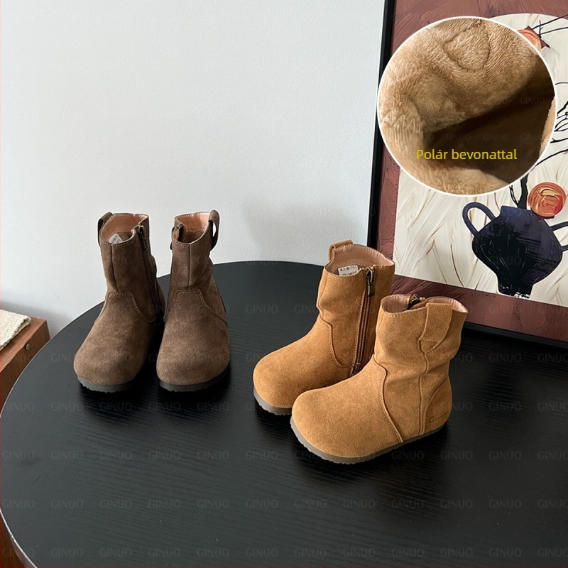 Gyerekeknek szóló Martens csizma – téli, meleg, Ultra-fiber bőr, oldalsó cipzár