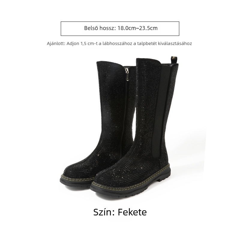 Téli gyerek Martin csizma prémes bélés, vastag, egyszínű, kerek orrú, brit stílusú magas csizma