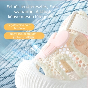 Brumiller Nyári gyerek szandálok hálós felsőrész, ütésvédő orr, Velcro-zár, lélegző gyerekcipő 12–48 hónaposoknak