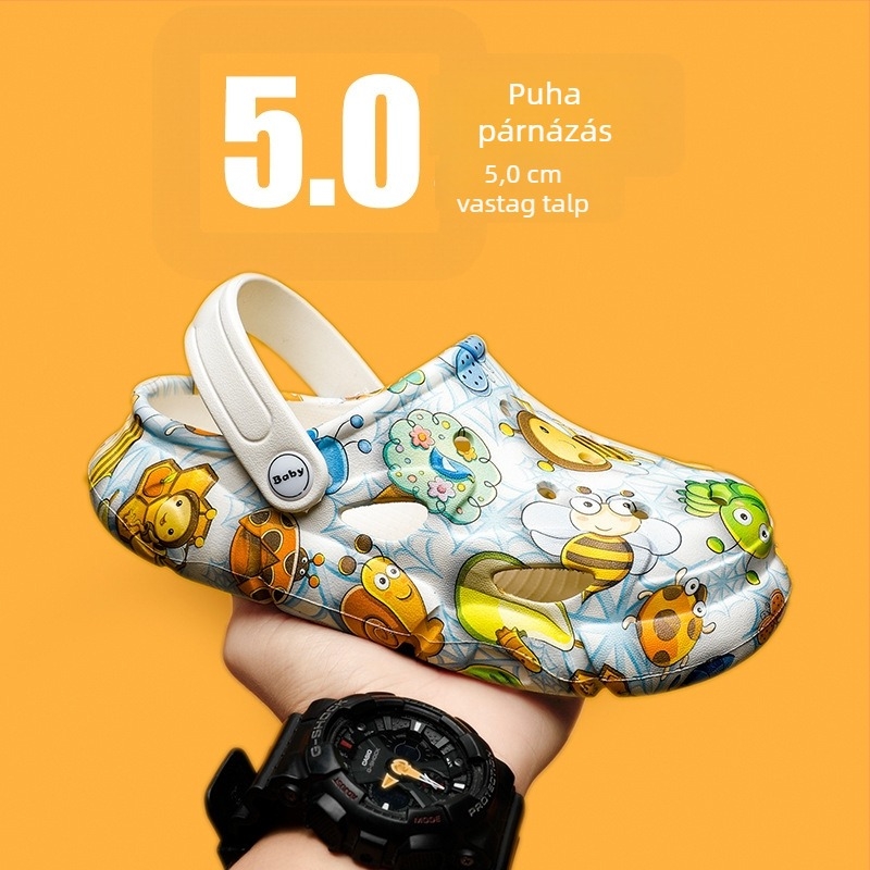 Gyerekeknek Crocs-stílusú perforált papucs, uniszex, nyár 2023, puha talp, csúszásmentes
