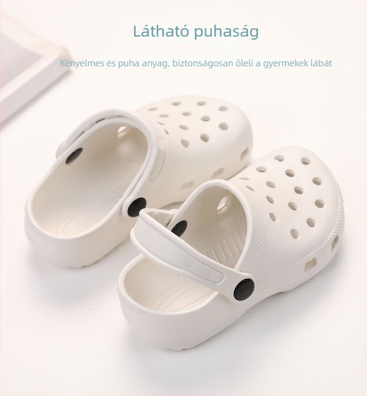 Gyerekek EVA lukas papucs – Fehér lányoknak, Fekete fiúknak – Tengerparti szandál DIY toe-cap kiegészítőkkel