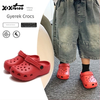 Zárt orrú gyerekeknek nyári szabadidős szandál, uniszex, perforált papucs puha talppal