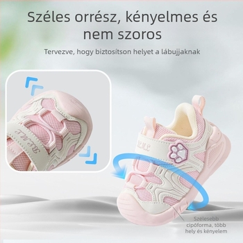 Uniszex babacipő járáshoz, légáteresztő hálós felsőrész, mikroszálas bőr, csúszásgátló és kopásálló, Velcro-zár, 12-36 hónap
