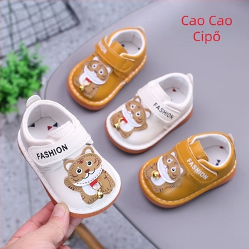 Uniszex babacipő puha talppal, rajzfilm mintás, csúszásgátló, Velcro-zár, 12-48 hónap