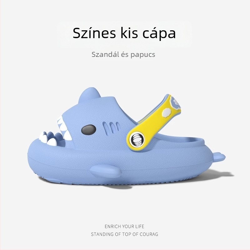 Antibakteriális gyerekeknek szánt szandál cápa mintával, nyár, EVA talp