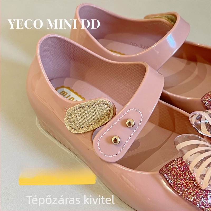MINIDD Lányos szandálok, hercegnő stílus, tavasz–nyár, puha talpú PVC, Velcro-zár