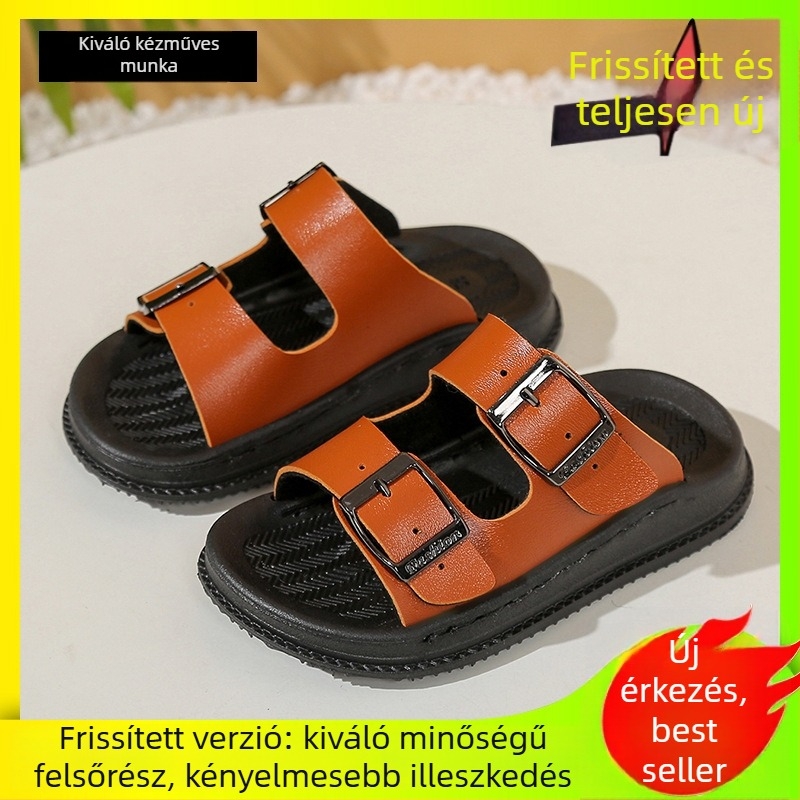 Gyerekek nyári bőrszandálok, strandcipők 1–15 éveseknek, sportos stílus, csúszásmentes, kopásálló