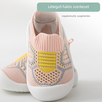 Kisgyermekeknek szóló uniszex nyári cipő, poliészter felsőrész, csúszásmentes talp, rajzfilmszerű stílus