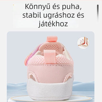 Uniszex nyári totyogó szandálok — hálós felsőrész, puha talp, csúszásmentes, lélegző, Velcro-zárás, 12–48 hónapos kor