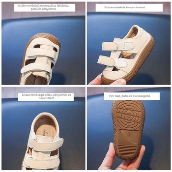 Baba- és kisgyermekek nyári zárttujjú szandál, koreai stílus, uniszex, puha talp, Velcro-zár, csúszásmentes, 12–36 hónap