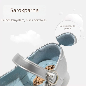 Elsa-stílusú hercegnő kristályos gyerekcipő, fehér, műbőr, 6–12 éveseknek, tavasz 2026