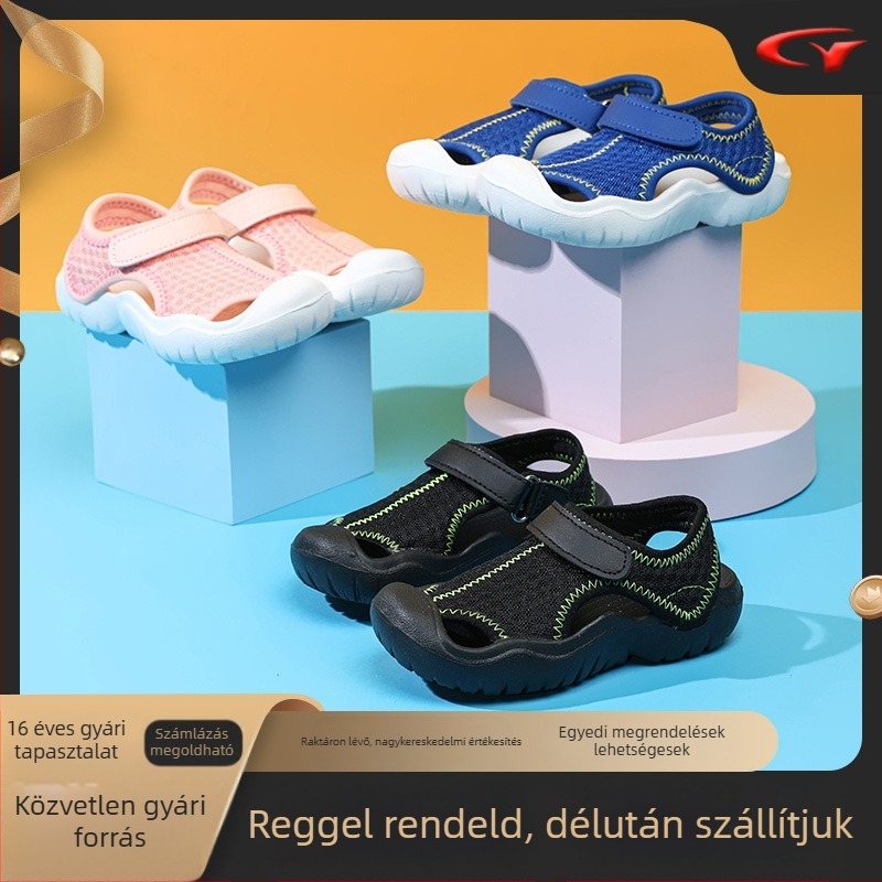 Gyerekeknek készült EVA anyagú, zárt lábú szandál, nyárra, uniszex, vastag talppal a strandra
