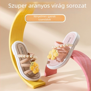 Lányok nyári szandáljai, édes hercegnő-stílus, puha talp, egyszínű