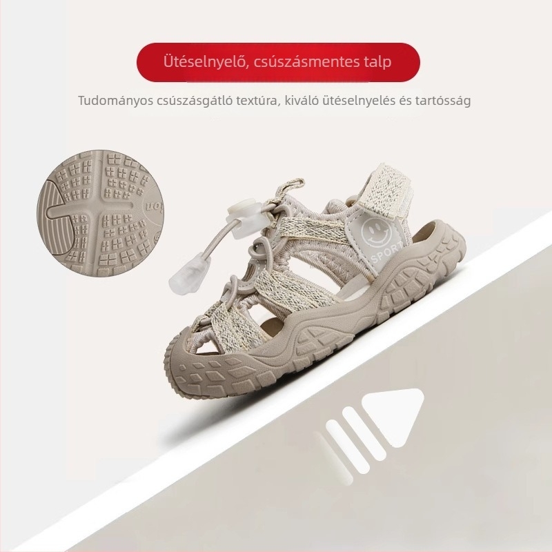 Zárt orrú nyári babasandál puha talppal, csúszásmentes, kicsiknek, szabadtéri sétákhoz