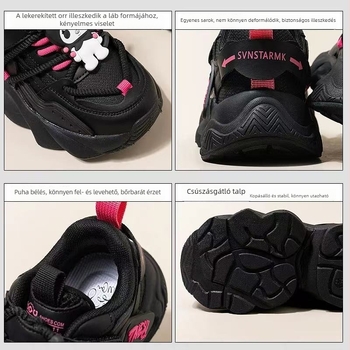 Kuromi lányoknak szánt szennyeződés-álló cipő, 2025 őszi, fekete, lélegző gyerek sportcipő puha talppal, Dad Shoes stílusban
