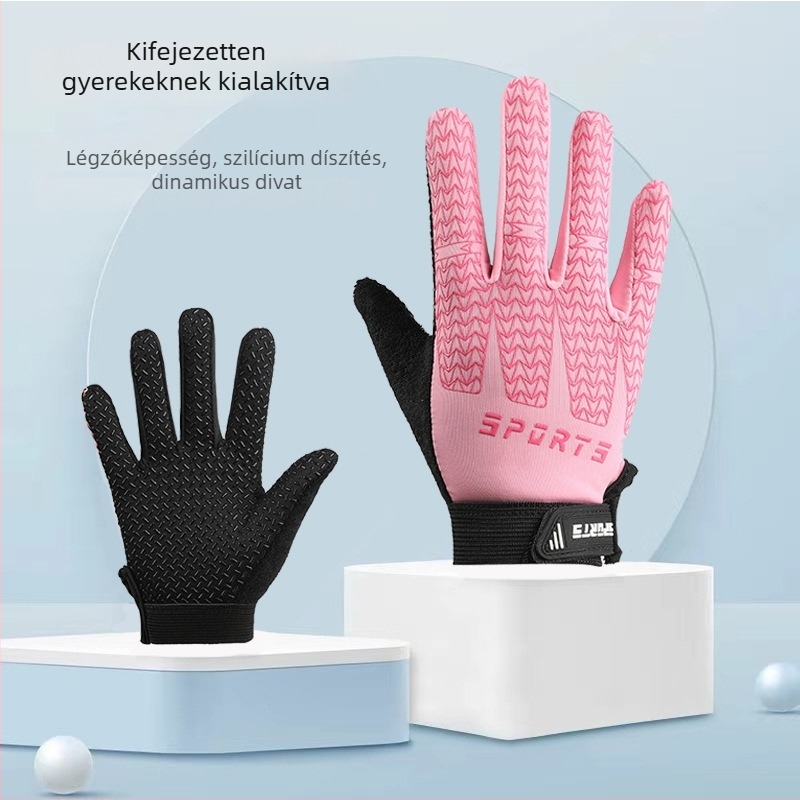 Gyerekek külső sport kesztyűi – csúszásmentes, lélegző, kopásálló, poliészterből, félujjas kialakítás, 4–12 éveseknek, nyár és ősz