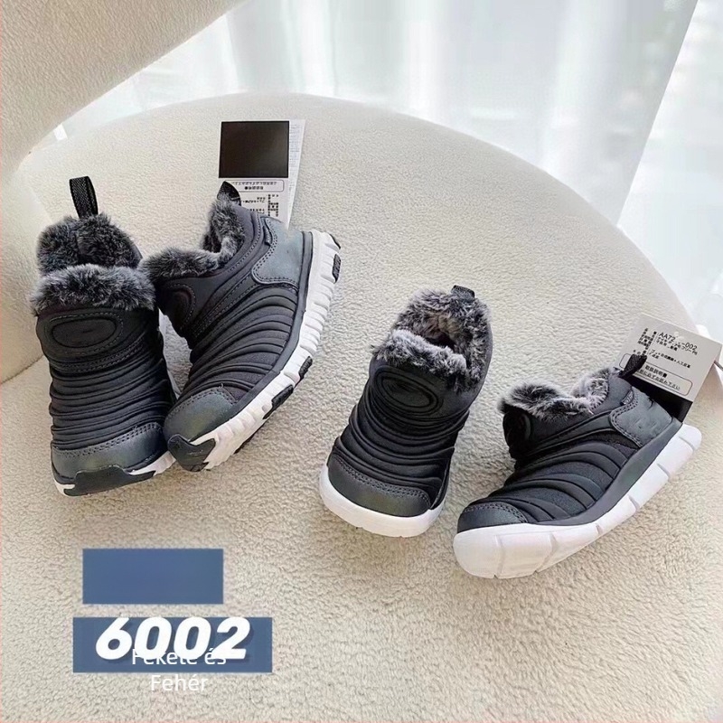 Fleece-vel bélelt Caterpillar gyerekcipő, téli meleg sportcipő fiúknak és lányoknak, slip-on