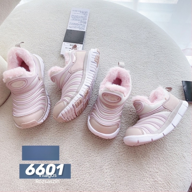 Fleece-vel bélelt Caterpillar gyerekcipő, téli meleg sportcipő fiúknak és lányoknak, slip-on