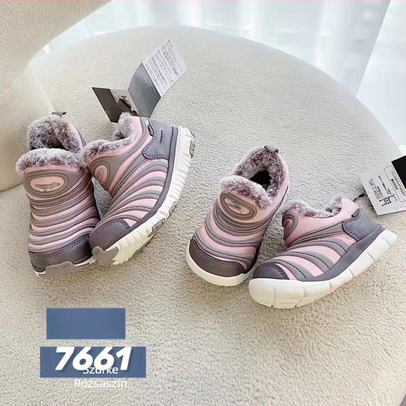 Fleece-vel bélelt Caterpillar gyerekcipő, téli meleg sportcipő fiúknak és lányoknak, slip-on