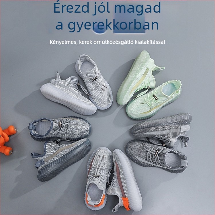 Gyerekeknek készült zselés talpú futócipő légáteresztő hálós felsővel, fehér, uniszex
