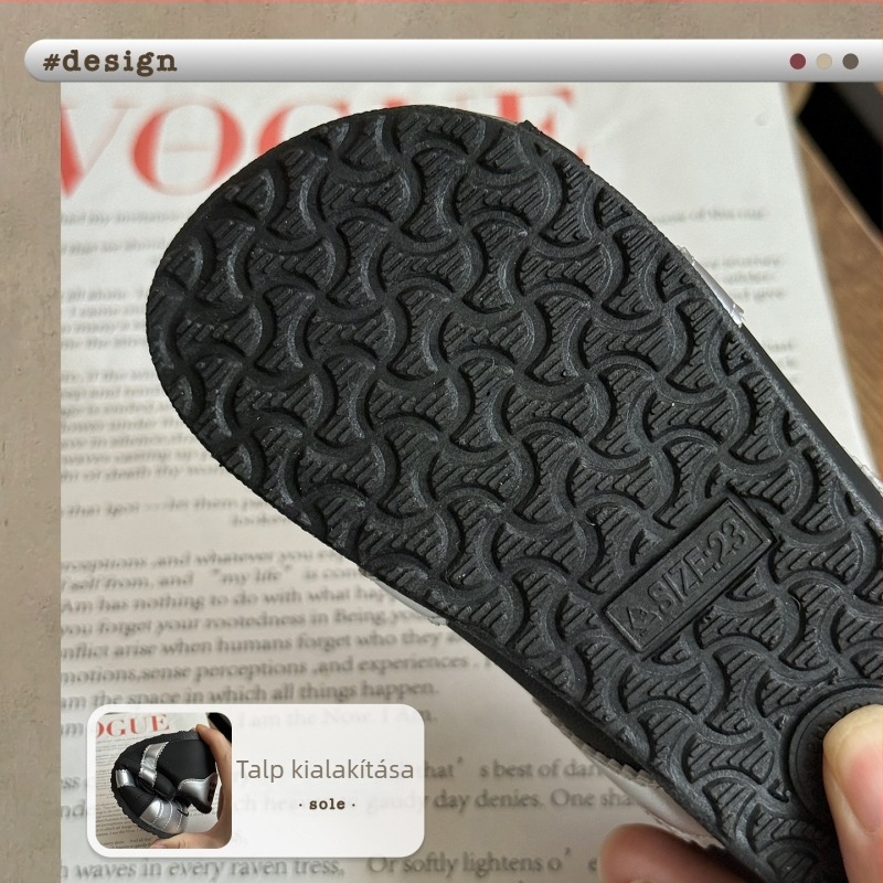 Gyerekeknek Velcro cipő, plüss bélés, mosolygós dizájn, lélegző, vastag talp, csúszásmentes