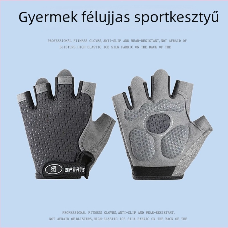 Gyermekeknek készült félujjas, légáteresztő sportkesztyűk kerékpározáshoz, görkorizáshoz és horizontális rúdhoz, csúszásmentes, vékony, bőrkeményedés elleni