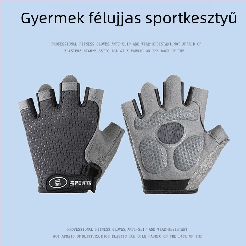Gyermekeknek készült félujjas, légáteresztő sportkesztyűk kerékpározáshoz, görkorizáshoz és horizontális rúdhoz, csúszásmentes, vékony, bőrkeményedés elleni