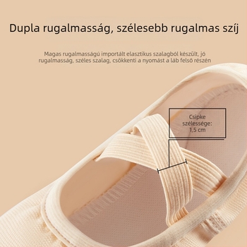 Gyerekeknek szóló tánccipő puha talppal, bőr toe cap, vászon felsőrész, tehénbőr talp, kopásálló, balett és modern tánchoz