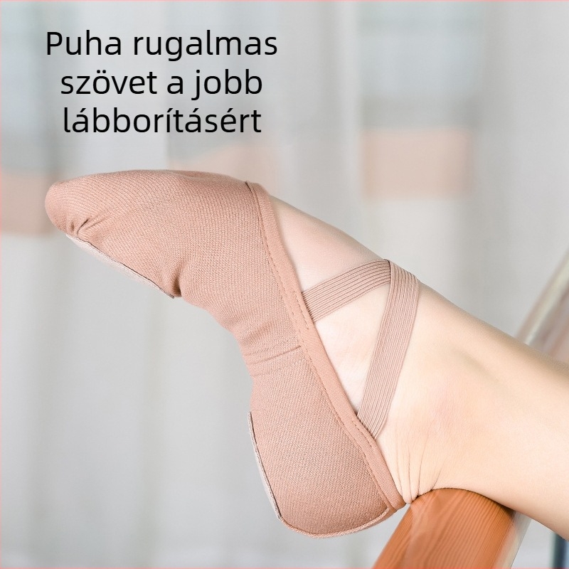 Uniszex balettcipő – Lycra rugalmas felső rész, bőr talp