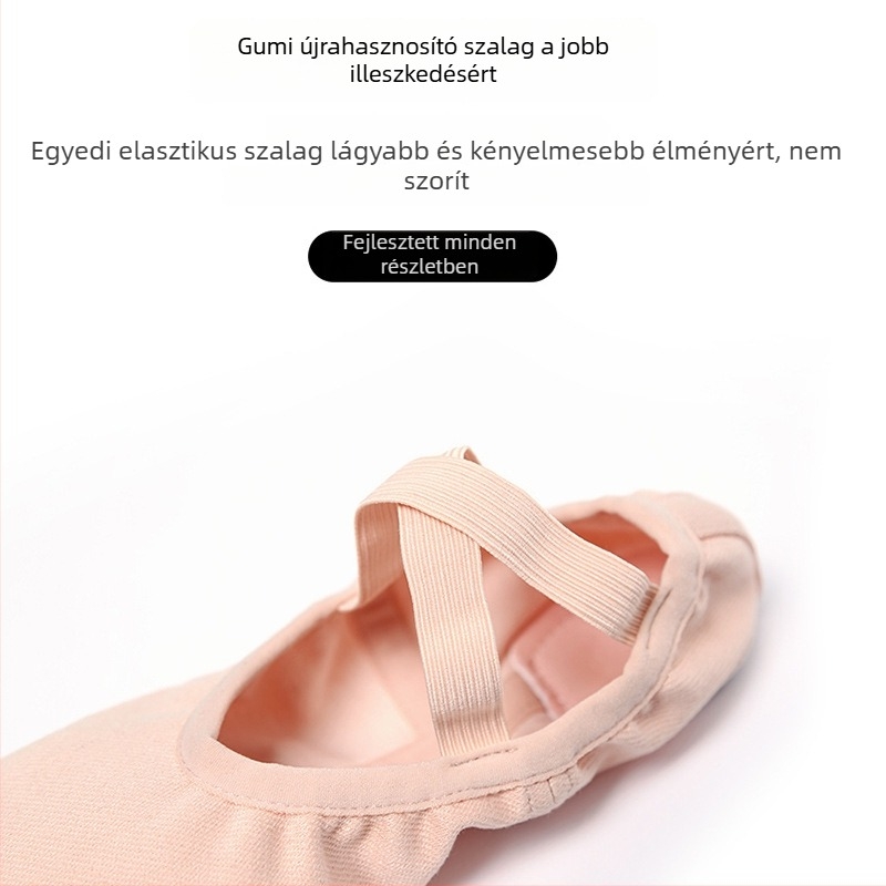 Uniszex balettcipő – Lycra rugalmas felső rész, bőr talp