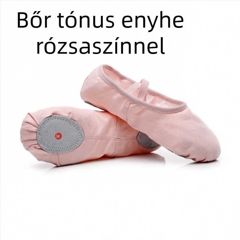 Rózsaszín balettcipő puha talppal edzésre — gyerekeknek, lányoknak, nőknek és férfiaknak, macskamancs dizájnnal
