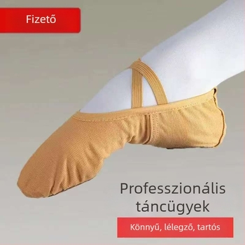 Gyerekeknek szóló tánccipő – vászon felsőrész, valódi bőr talp, légáteresztő és könnyű