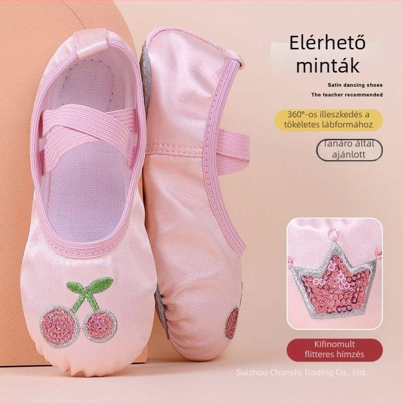 Gyerekeknek szóló tánc cipő lányoknak, selyem felső rész, puha talp, hercegnő stílus, Pekingi opera tánc (Kor: 2 év; Felső rész: selyem; Puha talp; Stílus: hercegnő; Tánc: Pekingi opera)