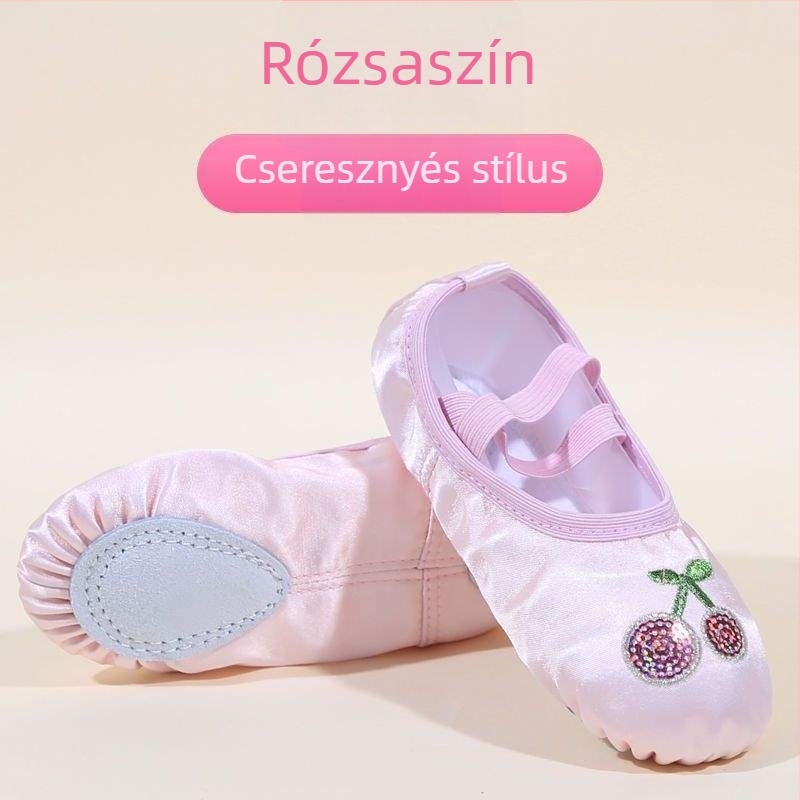 Gyerekeknek szóló tánc cipő lányoknak, selyem felső rész, puha talp, hercegnő stílus, Pekingi opera tánc (Kor: 2 év; Felső rész: selyem; Puha talp; Stílus: hercegnő; Tánc: Pekingi opera)