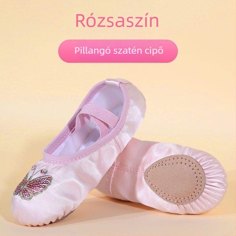 Gyerekeknek szóló tánc cipő lányoknak, selyem felső rész, puha talp, hercegnő stílus, Pekingi opera tánc (Kor: 2 év; Felső rész: selyem; Puha talp; Stílus: hercegnő; Tánc: Pekingi opera)
