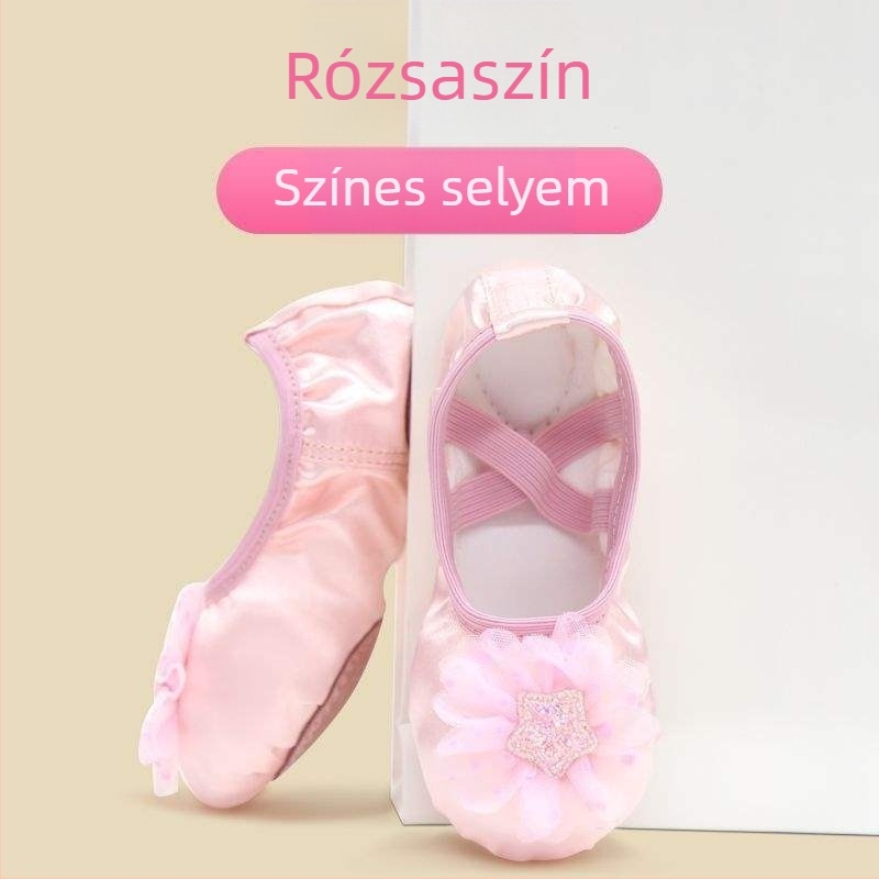 Gyerekeknek szóló tánc cipő lányoknak, selyem felső rész, puha talp, hercegnő stílus, Pekingi opera tánc (Kor: 2 év; Felső rész: selyem; Puha talp; Stílus: hercegnő; Tánc: Pekingi opera)
