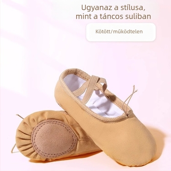 Balettcipő puha talppal nőknek és lányoknak, vászon felsőrésszel, gyakorló balettcipő, bőr nélküli orr