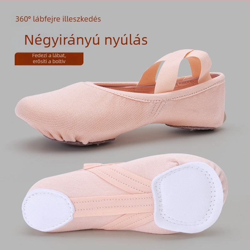 Tánccipő Lycra felső résszel, bőr talppal; balett és modern tánchoz; nőknek, felnőtteknek; egyensúly, könnyedség, kopásállóság.