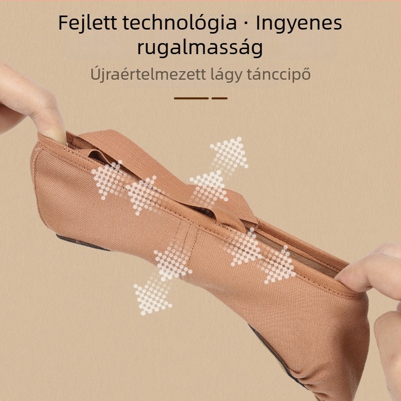 Uniszex tánccipő elasztikus anyagból, bőr talppal; lélegző és könnyű; balett, modern tánc, latin és néptánc számára.