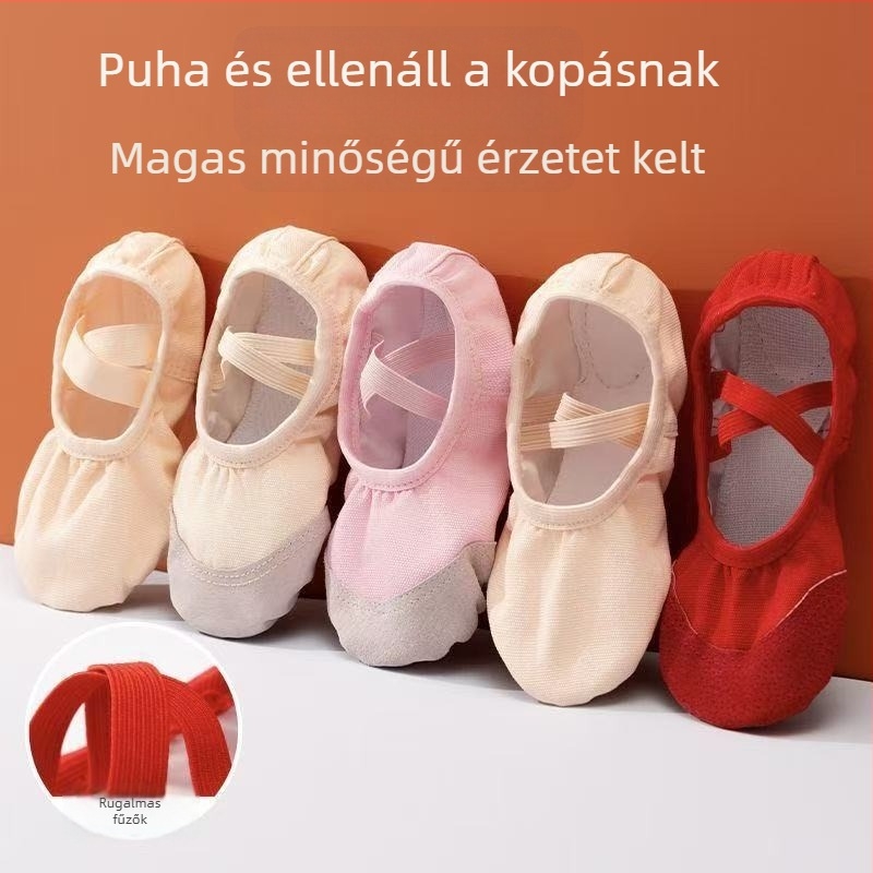 Gyerek balettcipő, bőr talppal, puha talppal, légáteresztő, könnyű, baletthez, modern és latin táncokra