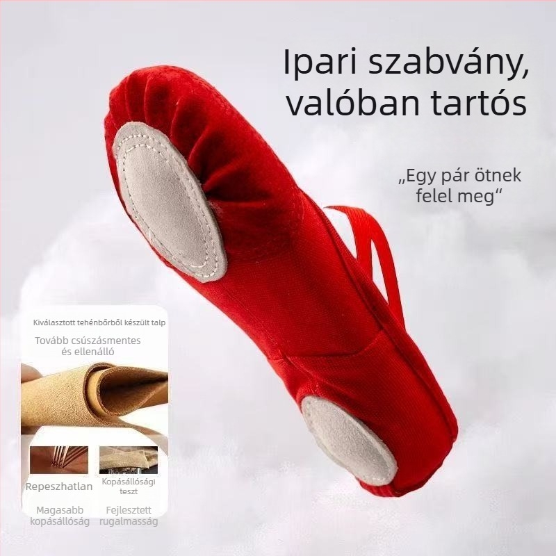 Gyerek balettcipő, bőr talppal, puha talppal, légáteresztő, könnyű, baletthez, modern és latin táncokra