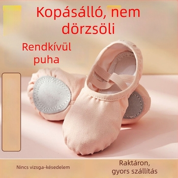 Lányoknak szóló tánccipő puha talppal, fűző nélkül, macska tappancs mintás balettcipő gyerekeknek és felnőtteknek