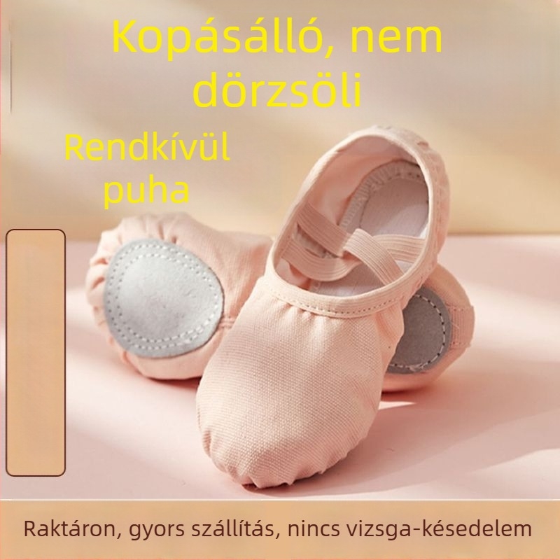 Lányoknak szóló tánccipő puha talppal, fűző nélkül, macska tappancs mintás balettcipő gyerekeknek és felnőtteknek