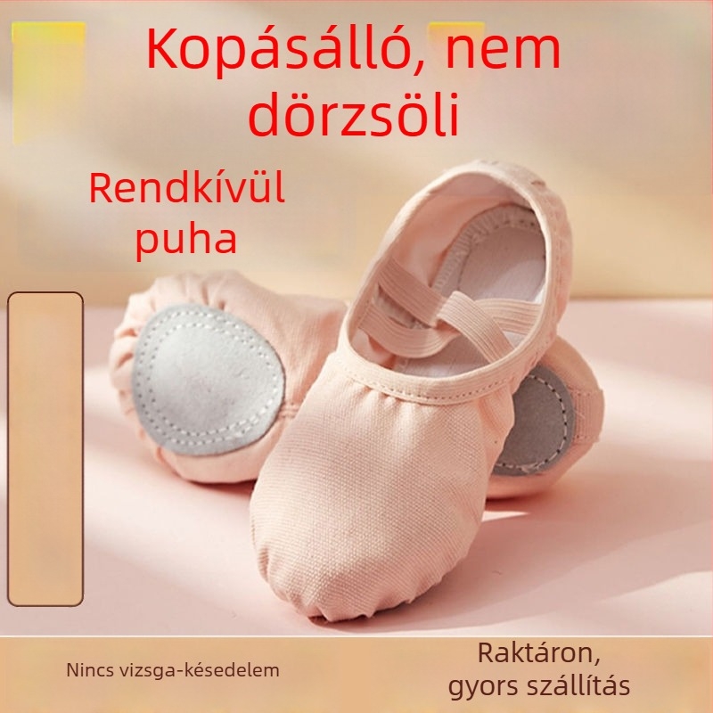 Lányoknak szóló tánccipő puha talppal, fűző nélkül, macska tappancs mintás balettcipő gyerekeknek és felnőtteknek